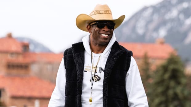 Deion Sanders in practice at CU